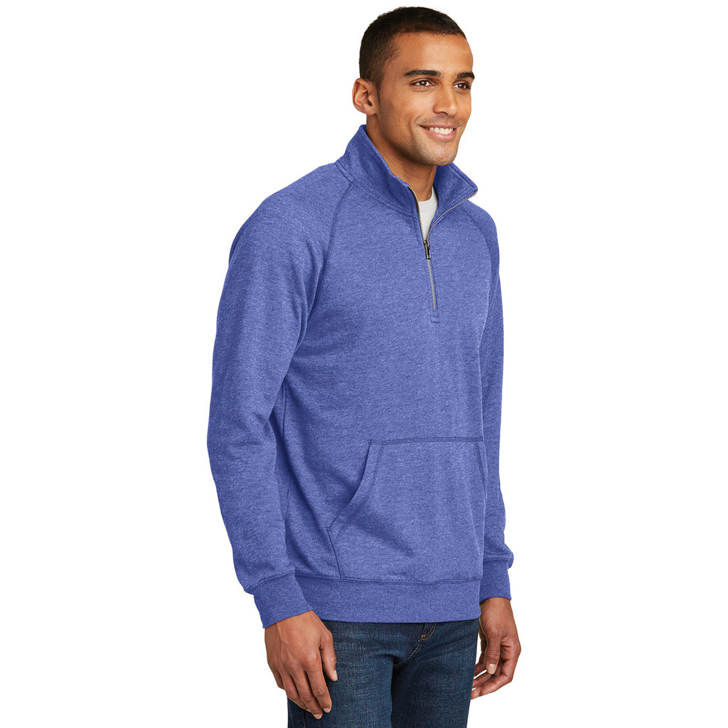 District Men's Heathered Deep Royal Lightweight Fleece Quarter-Zip