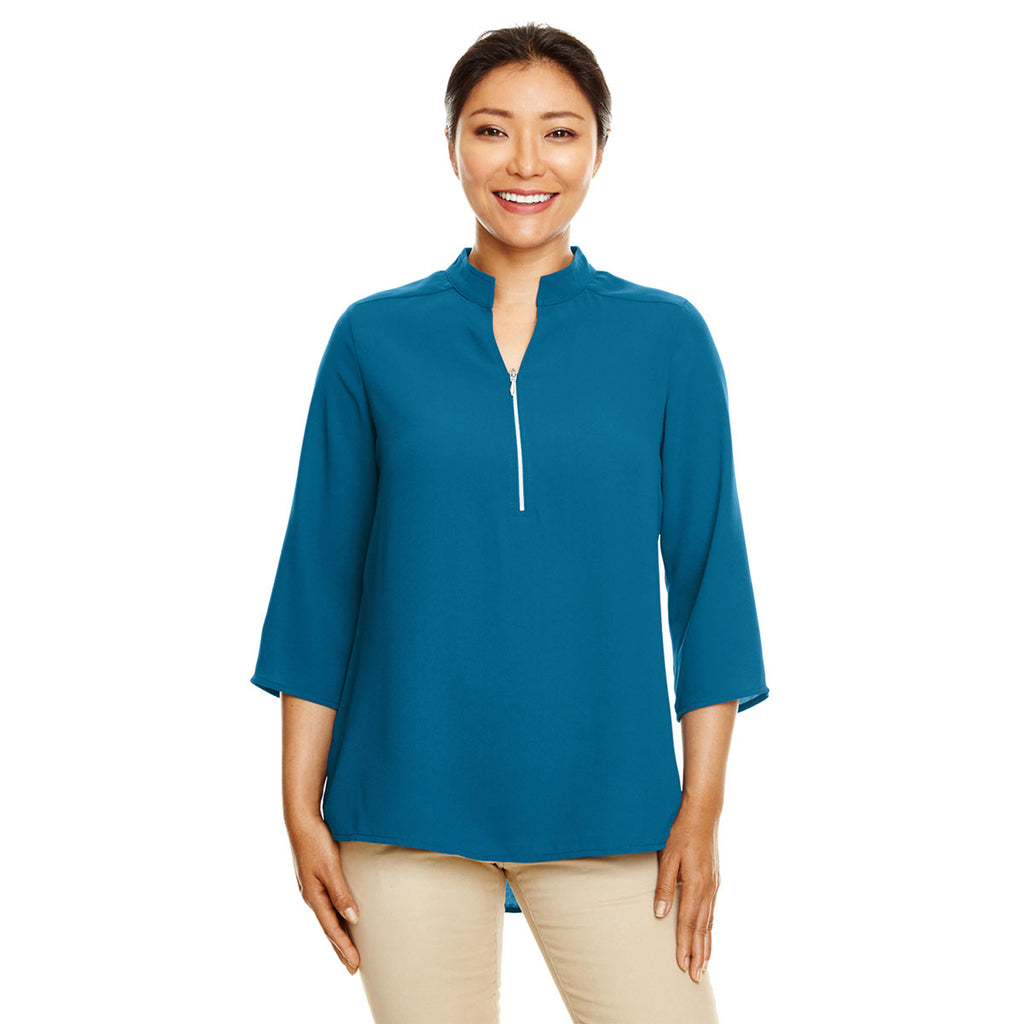 Devon & Jones Women's Dark Teal Perfect Fit 3/4-Sleeve Crepe Tunic