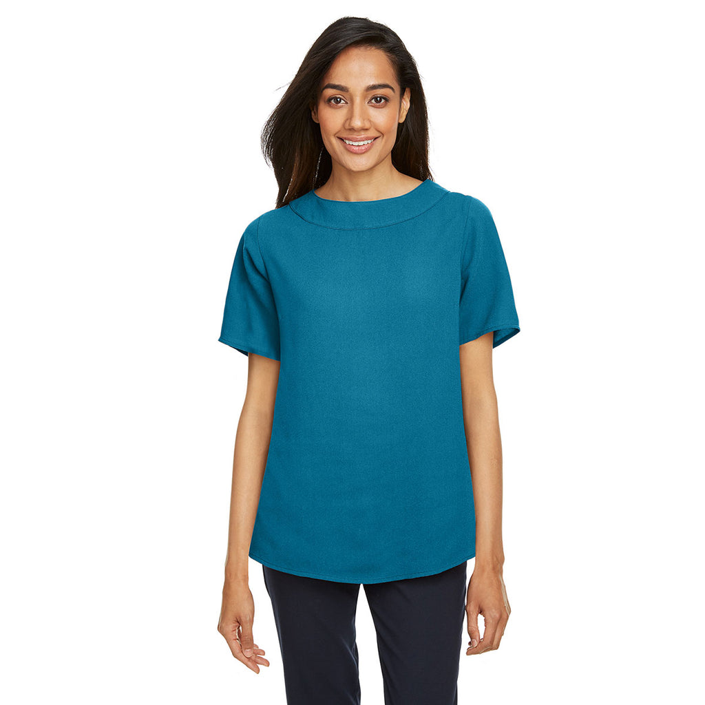 Devon & Jones Women's Dark Teal Perfect Fit Boat-Neck Blouse