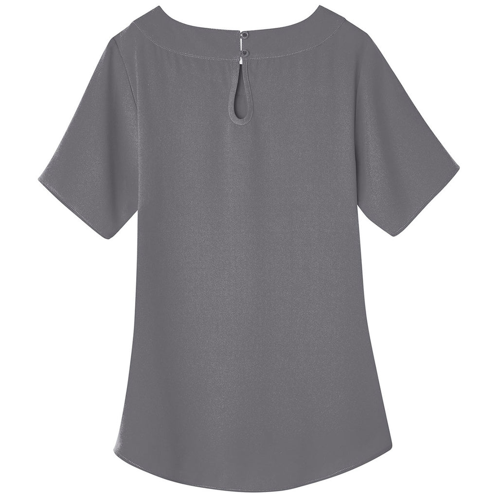 Devon & Jones Women's Graphite Perfect Fit Boat-Neck Blouse