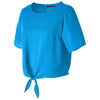 Devon & Jones Women's Ocean Blue Perfect Fit Tie-Front Blouse