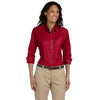 Devon & Jones Women's Red Perfect Fit Three-Quarter Sleeve Stretch Poplin Blouse