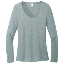 District Women's Flint Blue Heather Perfect Tri Long Sleeve V-Neck Tee