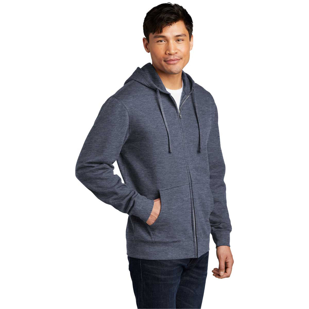 District Men's Heathered Navy V.I.T. Fleece Full-Zip Hoodie