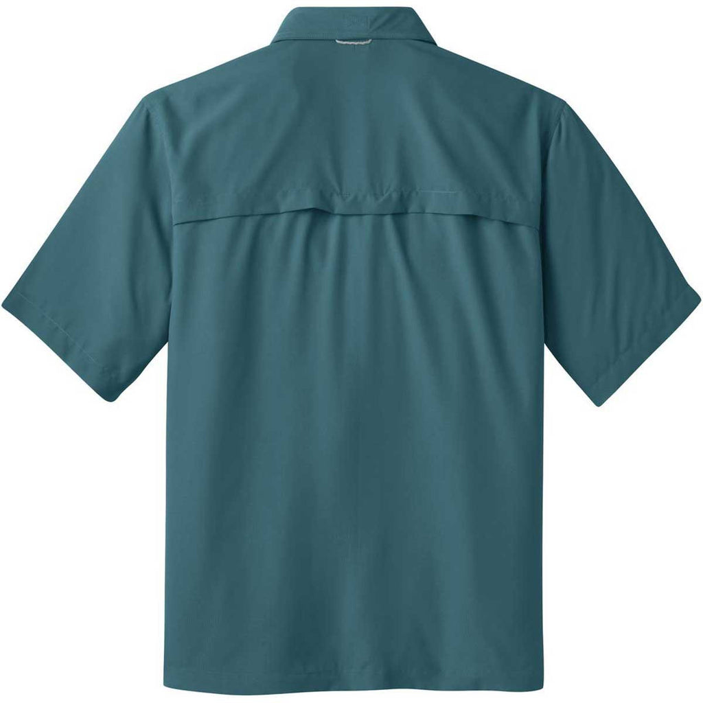 Eddie Bauer Men's Gulf Teal S/S Performance Fishing Shirt