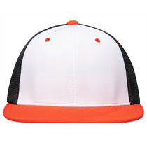 Pacific Headwear White/Black/Orange Premium M2 Performance Trucker FlexFit Cap