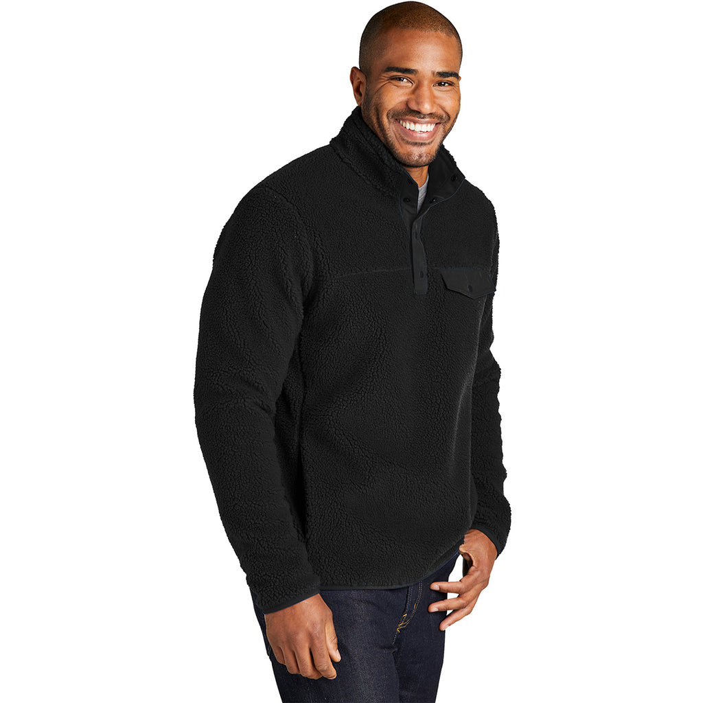 Port Authority Men's Deep Black Camp Fleece Snap Pullover