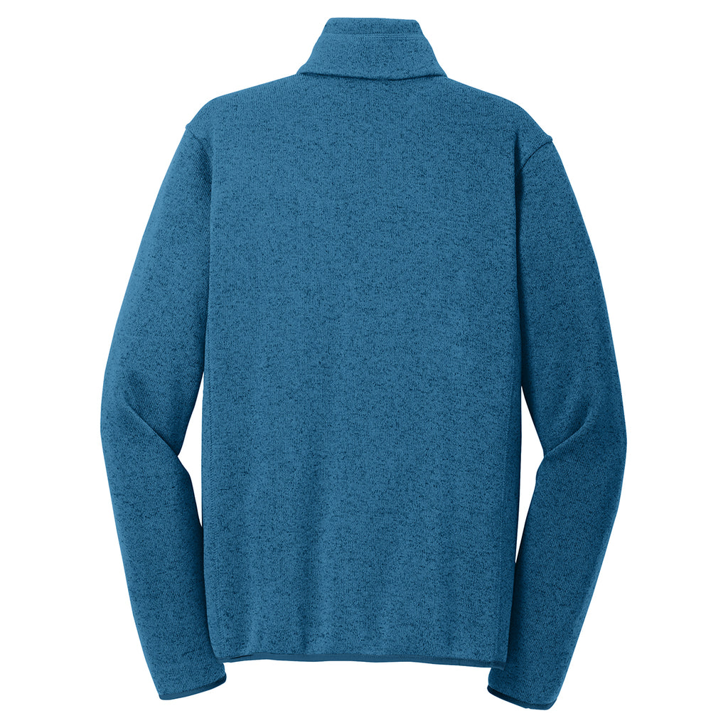 Port Authority Men's Medium Blue Heather Sweater Fleece Jacket