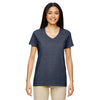 Gildan Women's Heather Navy 5.3 oz. V-Neck T-Shirt