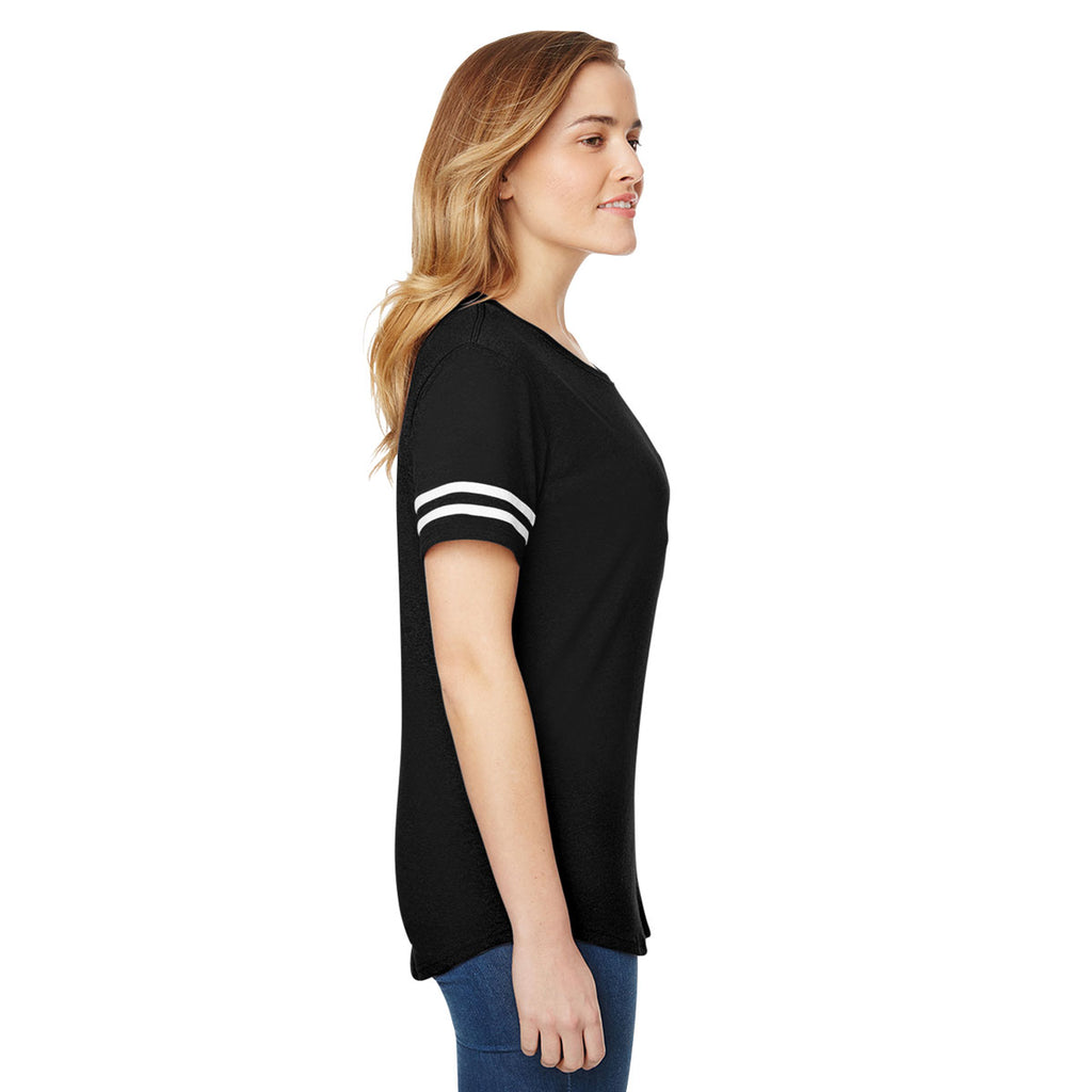 Gildan Women's Black/White Heavy Cotton Victory T-Shirt