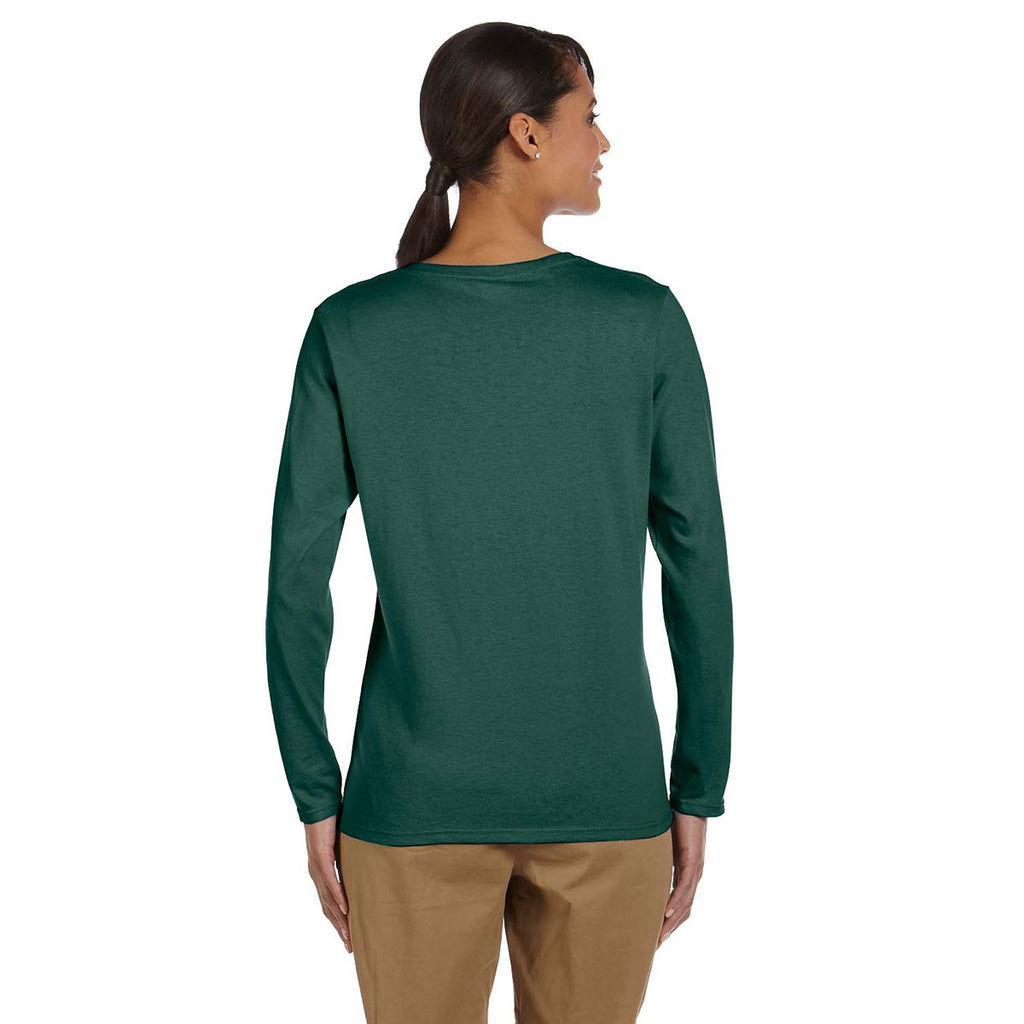 Gildan Women's Forest Green Heavy Cotton 5.3 oz. Long-Sleeve T-Shirt