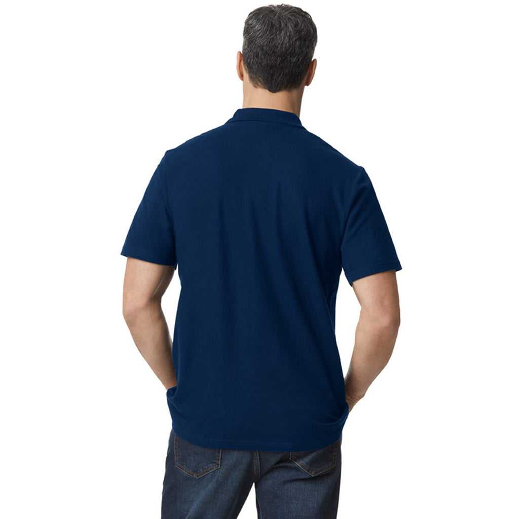 Gildan Men's Navy Softstyle Double Pique Polo