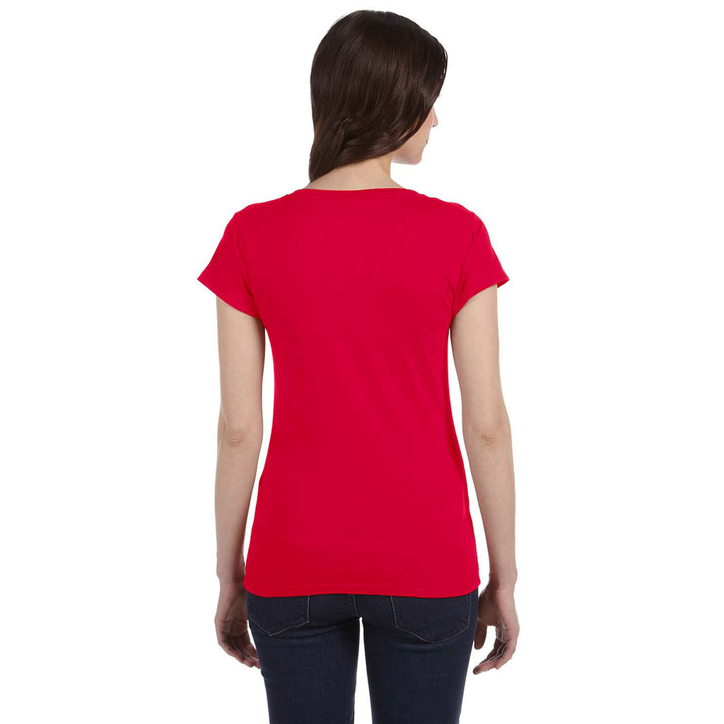 Gildan Women's Cherry Red SoftStyle 4.5 oz. Fitted V-Neck T-Shirt