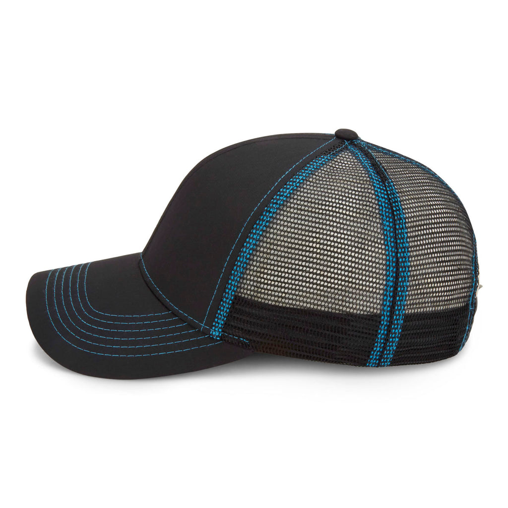 Paramount Apparel Black/Neon Blue Performance Mesh Back Cap