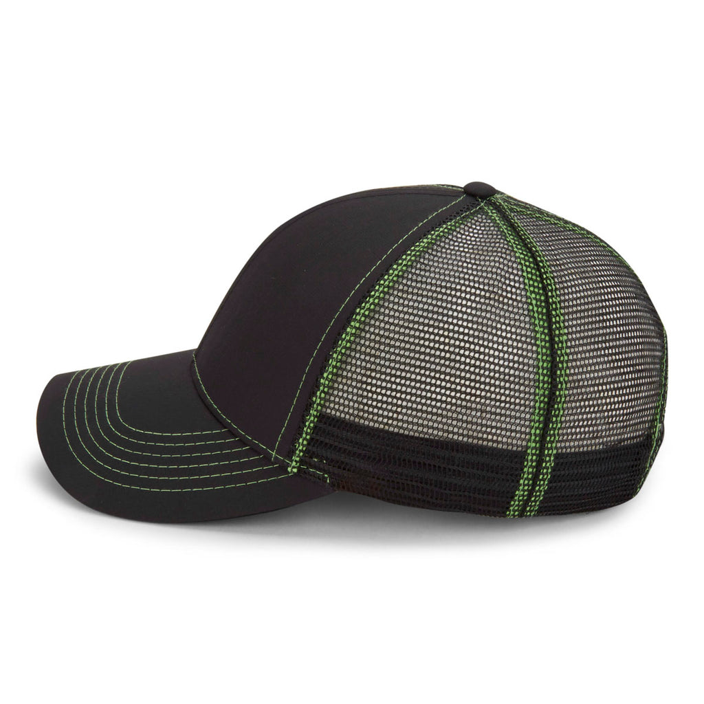 Paramount Apparel Black/Neon Green Performance Mesh Back Cap