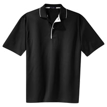 Sport-Tek Men's Black/White Dri-Mesh Polo with Tipped Collar and Piping