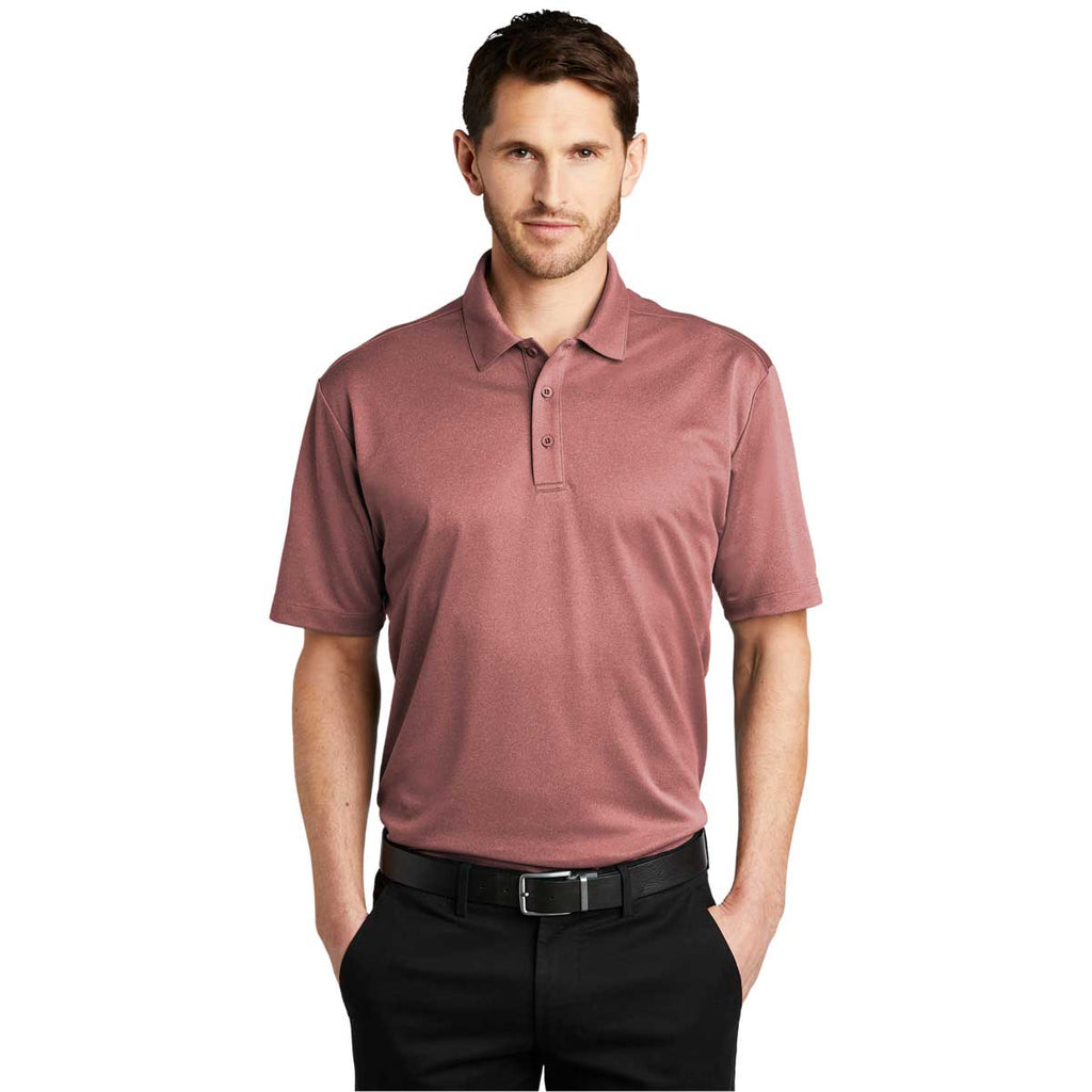 Port Authority Men's Garnet Heather Heathered Silk Touch Performance Polo