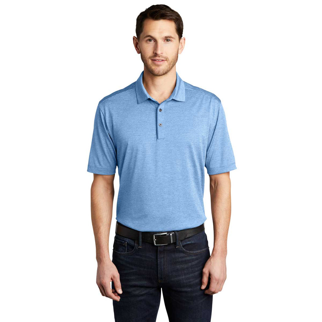 Port Authority Men's Carolina Blue Shadow Stripe Polo