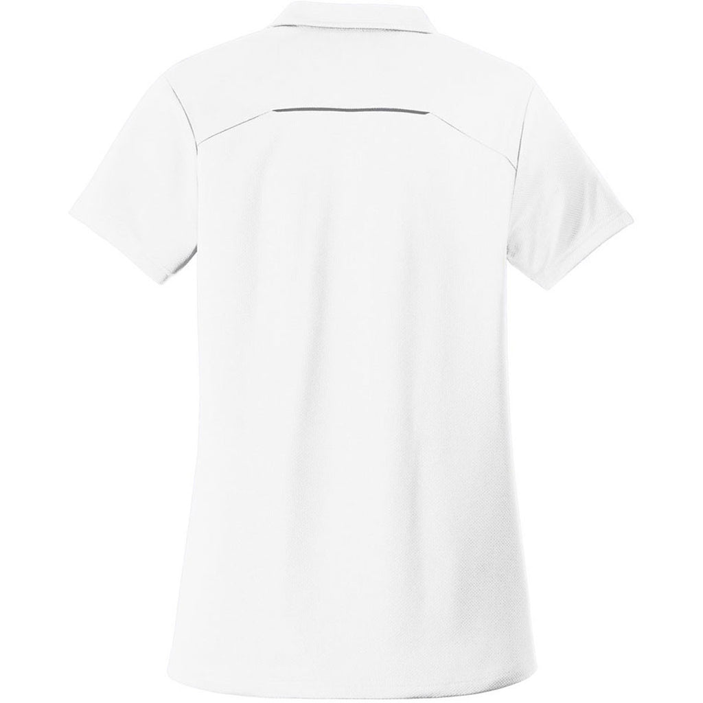 Port Authority Women's White Pinpoint Mesh Zip Polo