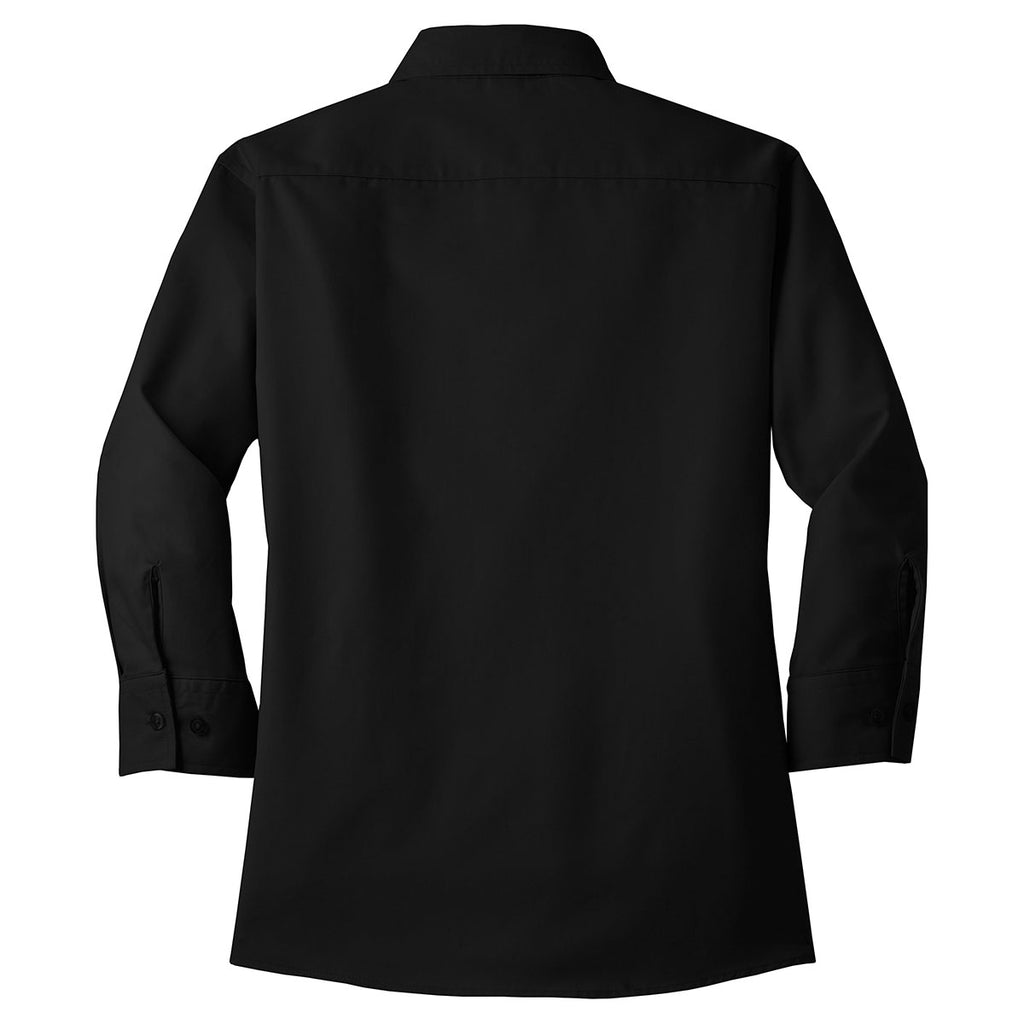 Port Authority Women's Black 3/4-Sleeve Easy Care Shirt