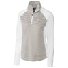 Cutter & Buck Women's White/Polished Forge Tonal Stripe Half Zip