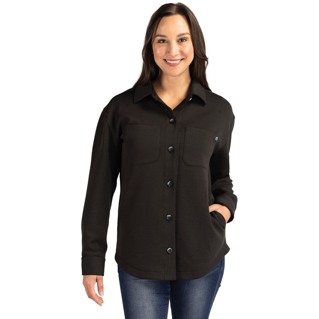 Cutter & Buck Women's Black Roam Eco Knit Shirt Jacket