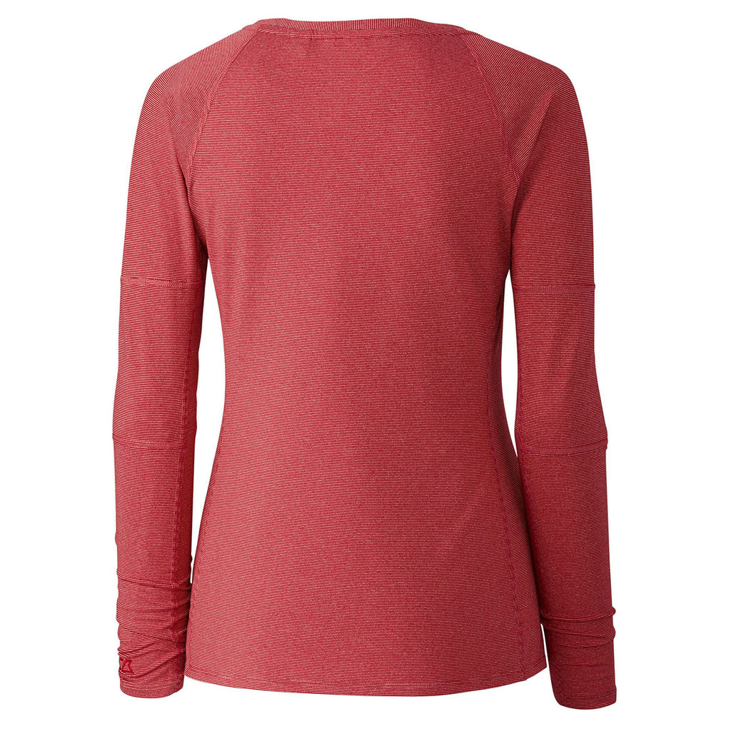 Cutter & Buck Women's Cardinal Red DryTec Long Sleeve Victory V-Neck