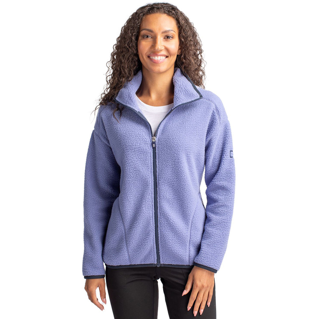 Cutter & Buck Women's Hyacinth/Navy Blue Cascade Eco Sherpa Fleece Jacket