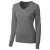 Cutter & Buck Women's Mid-Grey Heather Long Sleeve Douglas V-Neck