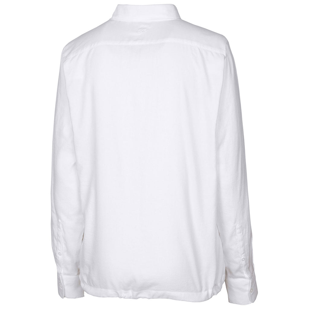 Cutter & Buck Women's White Windward Twill Long Sleeve Popover