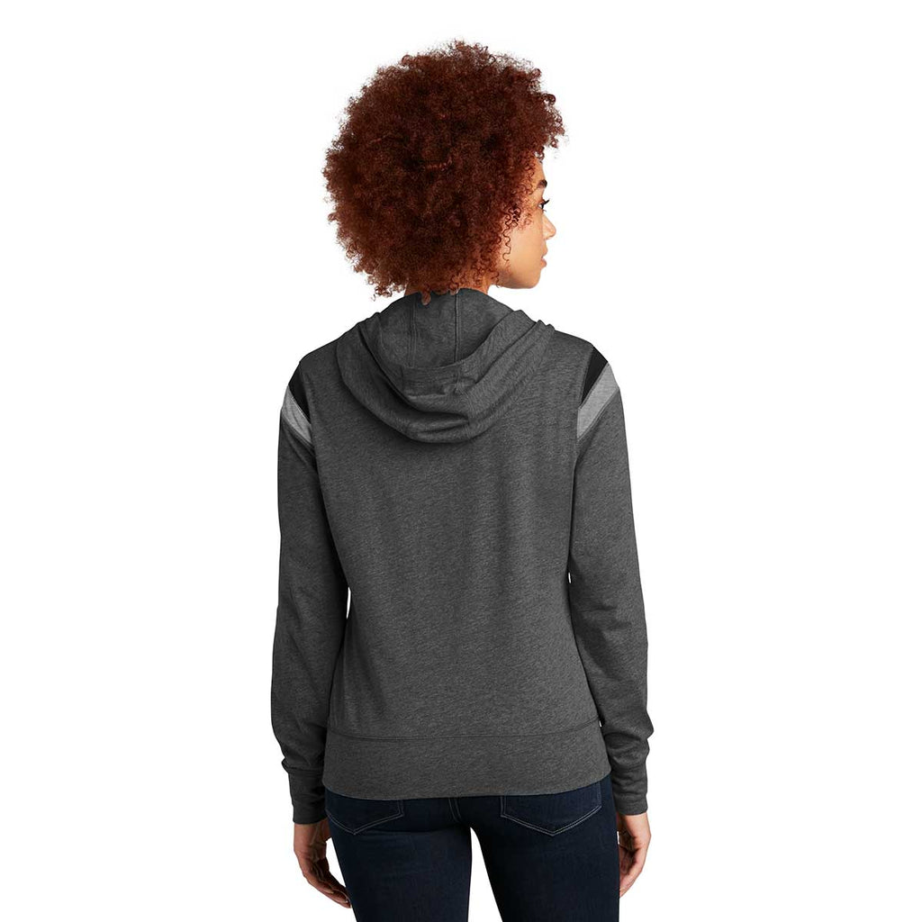 New Era Women's Black Heather/Black/Shadow Grey Heather Heritage Blend Varsity Hoodie