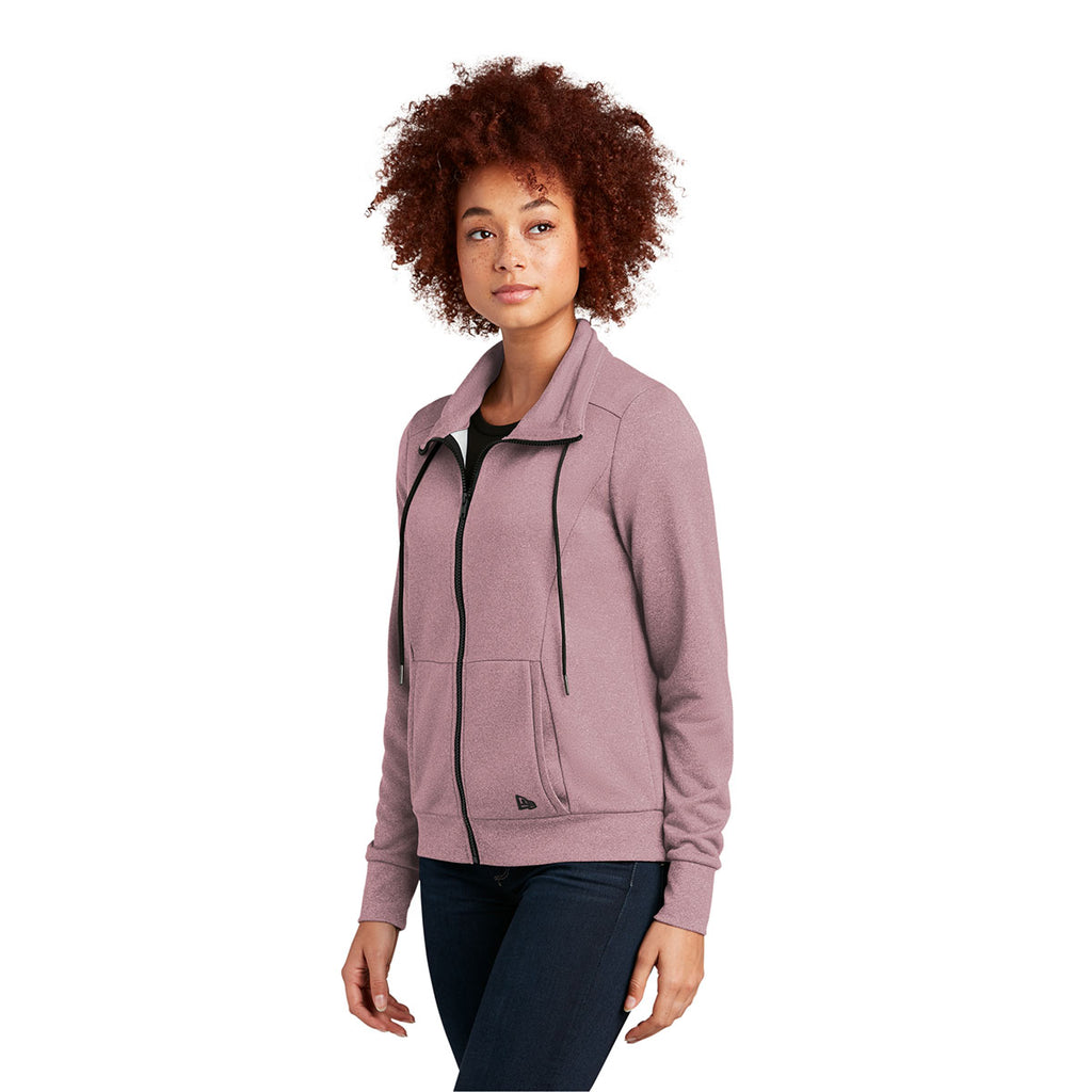 New Era Women's Dusty Mauve Heather Performance Terry Full-Zip Cowl