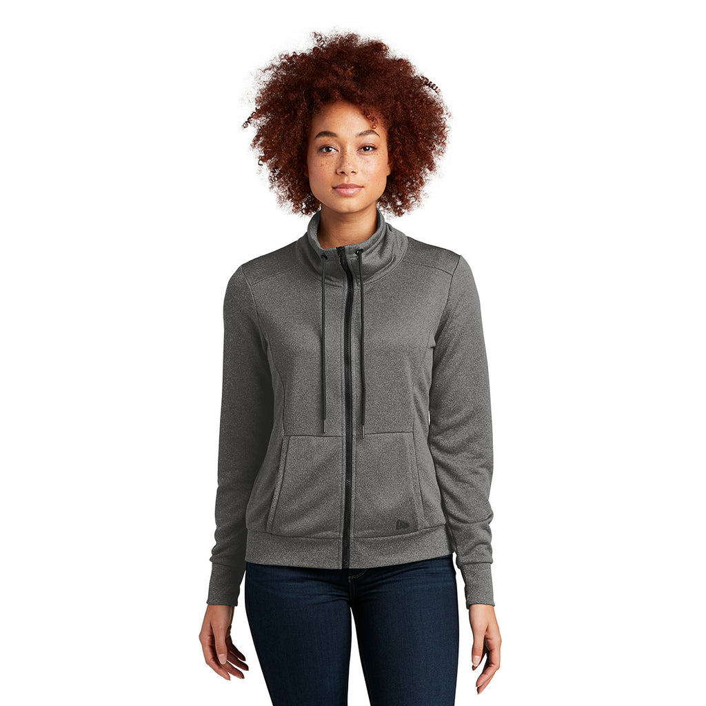 New Era Women's Graphite Heather Performance Terry Full-Zip Cowl