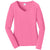 Port & Company Women's New Pink Long Sleeve Fan Favorite V-Neck Tee