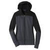 Sport-Tek Women's Black/Graphite Heather/Black Tech Fleece Colorblock Full-Zip Hooded Jacket