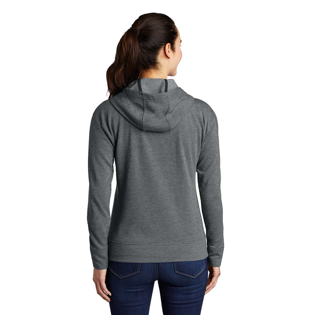 Sport-Tek Women's Dark Grey Heather PosiCharge Tri-Blend Wicking Fleece Full-Zip