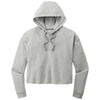 Sport-Tek Women's Light Grey Heather PosiCharge Tri-Blend Wicking Fleece Crop Hoodie