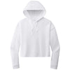 Sport-Tek Women's White Triad Solid PosiCharge Tri-Blend Wicking Fleece Crop Hoodie