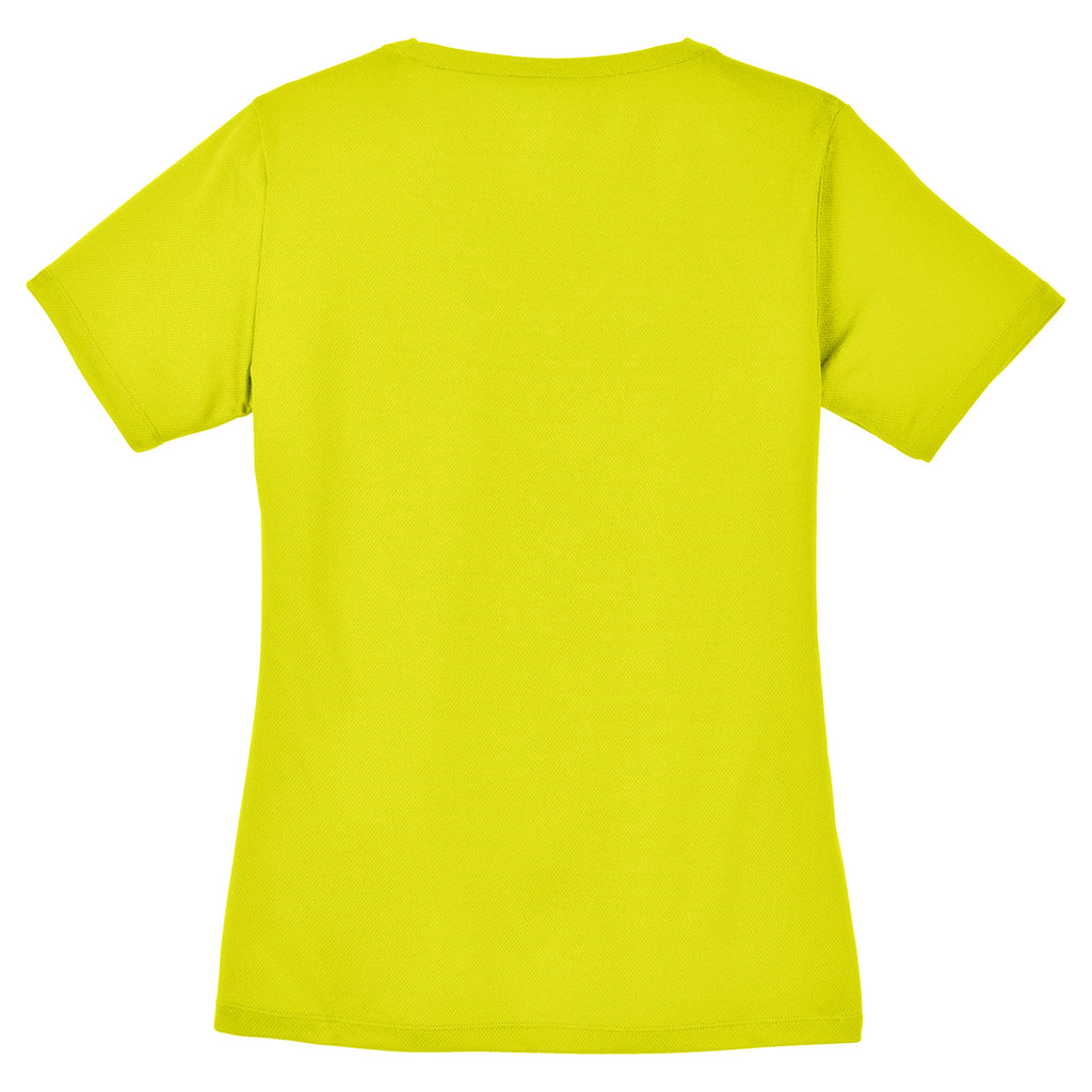 Sport-Tek Women's Neon Yellow PosiCharge RacerMesh V-Neck Tee