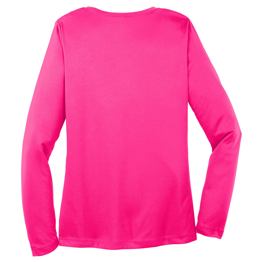 Sport-Tek Women's Neon Pink Long Sleeve PosiCharge Competitor V-Neck Tee