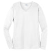 Sport-Tek Women's White Long Sleeve PosiCharge Competitor V-Neck Tee