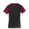 Sport-Tek Women's Black/Deep Red CamoHex Colorblock V-Neck Tee