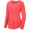 Sport-Tek Women's True Red Heather PosiCharge Long Sleeve Tri-Blend Wicking Scoop Neck Raglan Tee