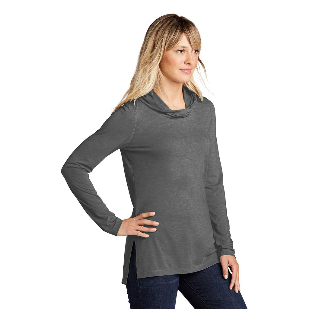 Sport-Tek Women's Dark Grey Heather Posicharge Tri-Blend Wicking Long Sleeve Hoodie