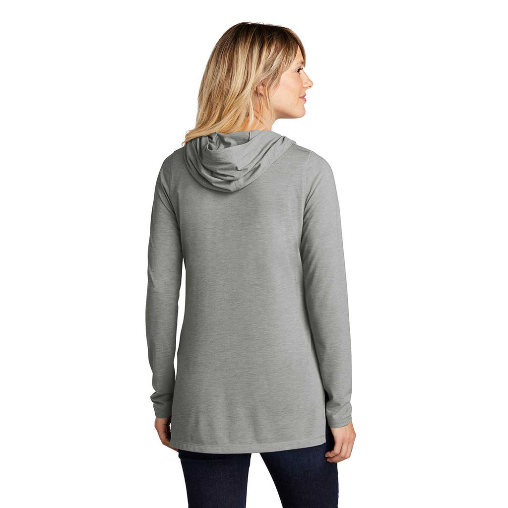 Sport-Tek Women's Light Grey Heather Posicharge Tri-Blend Wicking Long Sleeve Hoodie