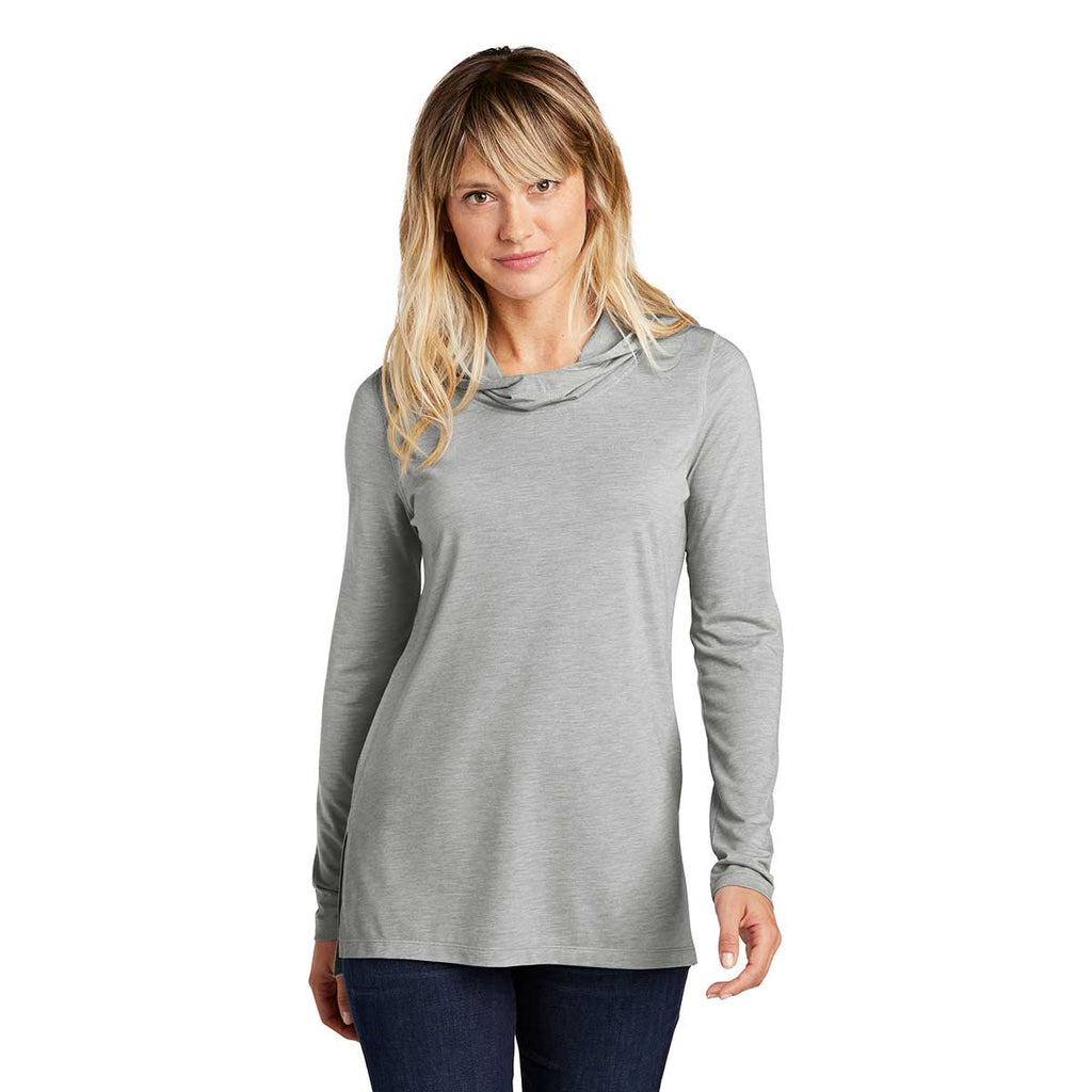 Sport-Tek Women's Light Grey Heather Posicharge Tri-Blend Wicking Long Sleeve Hoodie