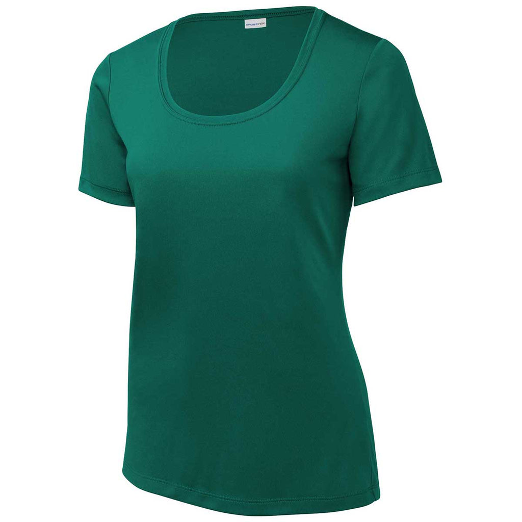 Sport-Tek Women's Marine Green Posi-UV Pro Scoop Neck Tee