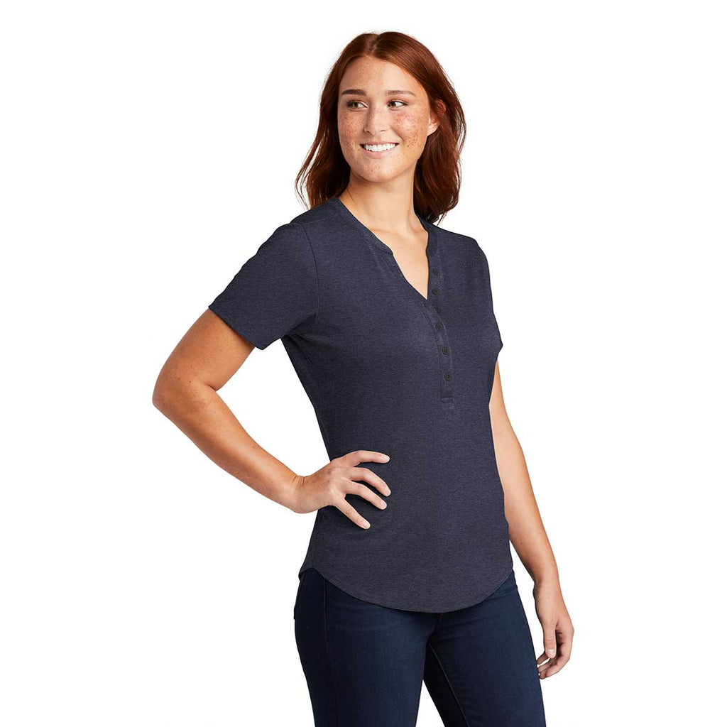 Sport-Tek Women's Deep Navy Heather Endeavor Henley