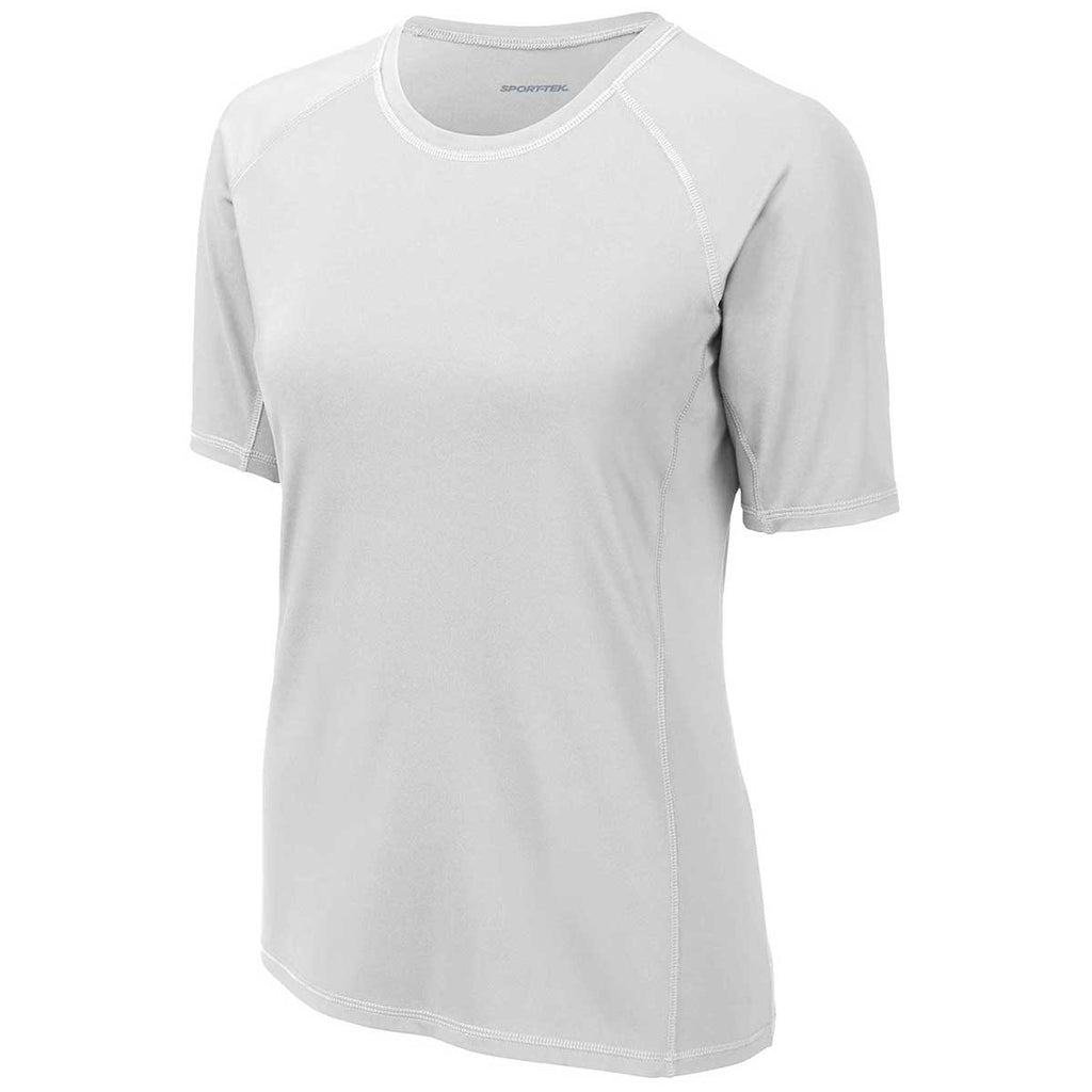 Sport-Tek Women's White Short Sleeve Rashguard Tee