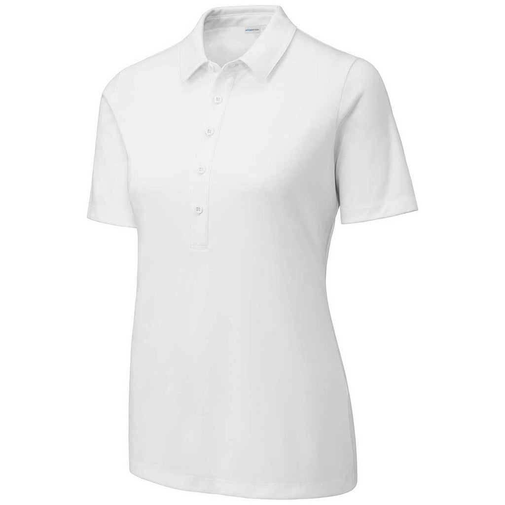 Sport-Tek Women's White Posi-UV Pro Polo